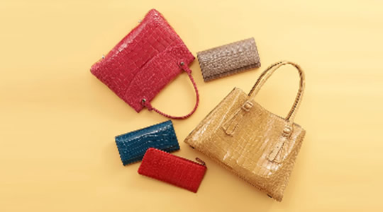 クロコダイルのハンドバッグと財布